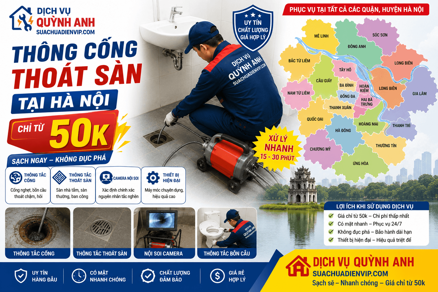 Thông Tắc Thoát Sàn Tại Hà Nội 100K – Dịch Vụ Nhanh