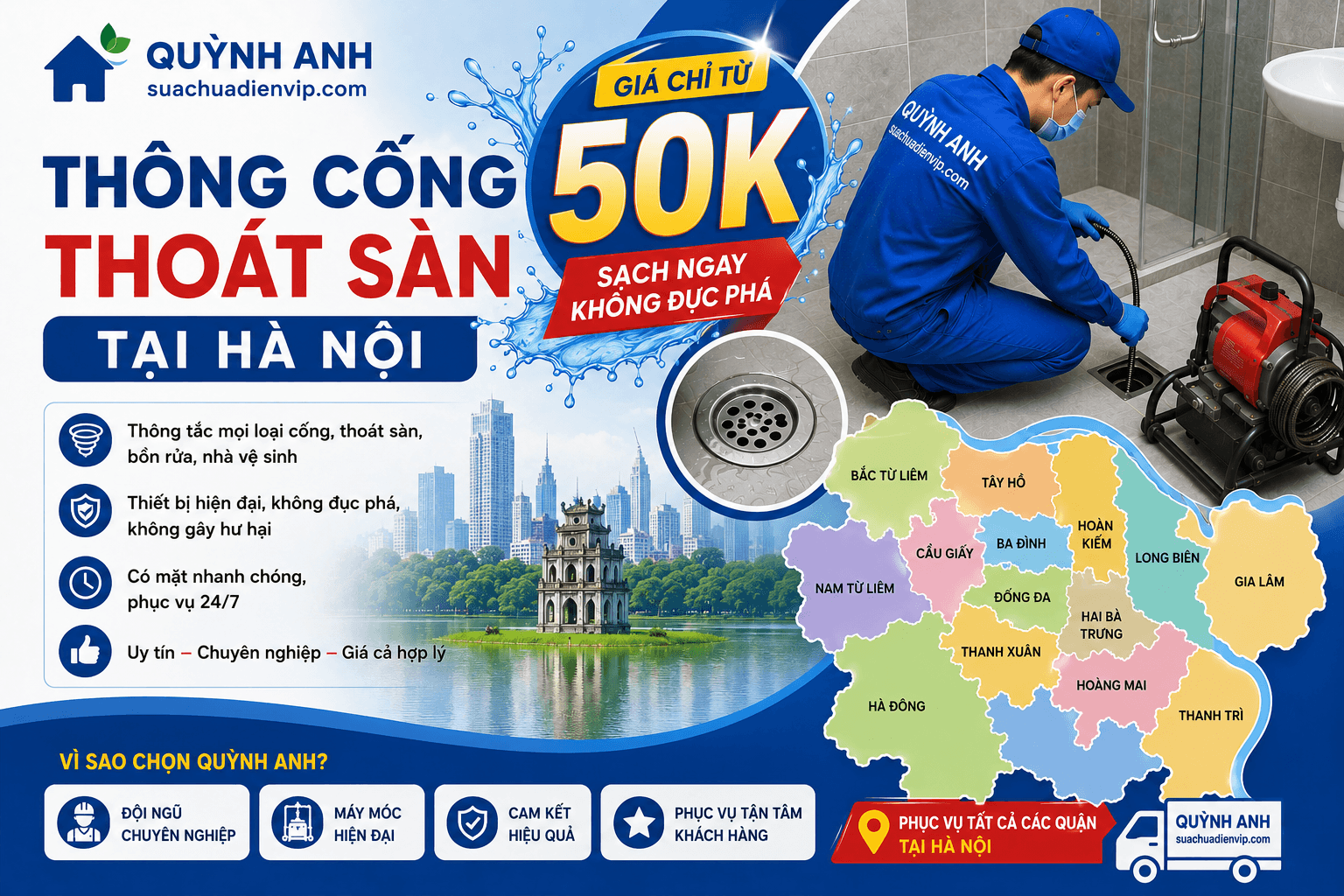 Thông Tắc Thoát Sàn Tại Hà Nội