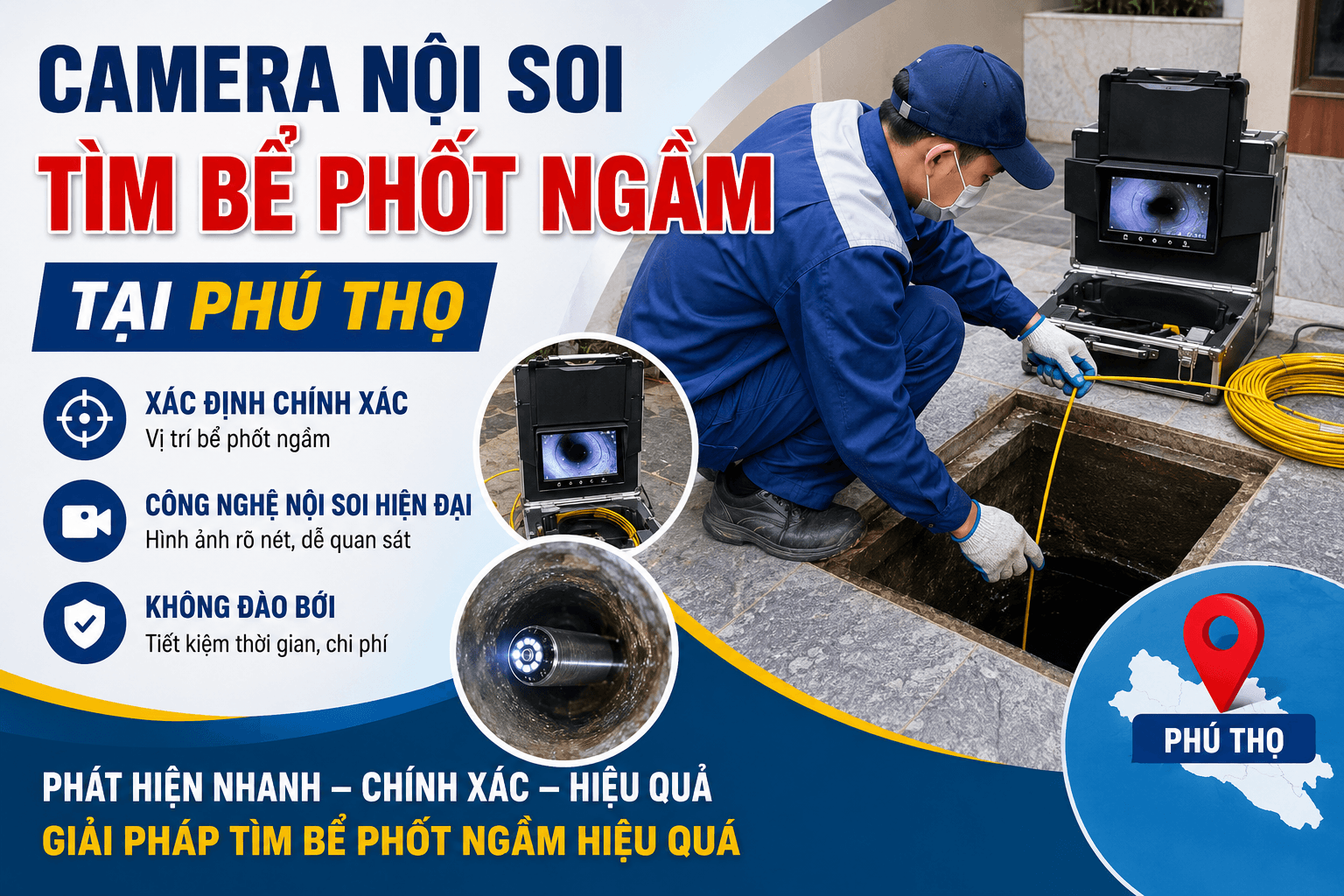 Camera Nội Soi Tìm Bể Phốt Ngầm Phú Thọ