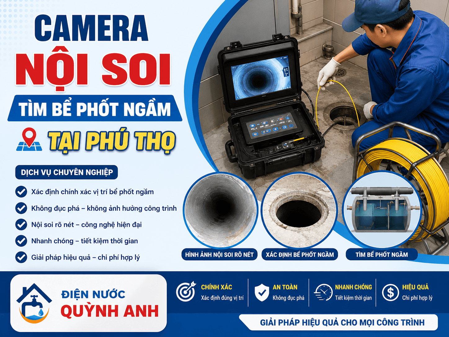 Camera Nội Soi Tìm Bể Phốt Ngầm Tại Phú Thọ