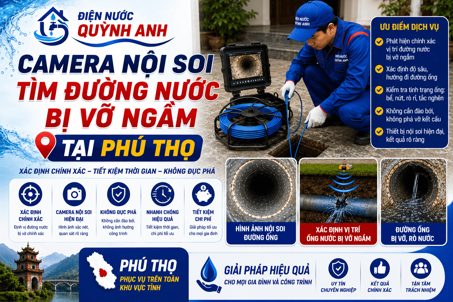Camera Nội Soi Tìm Đường Nước Bị Vỡ Ngầm