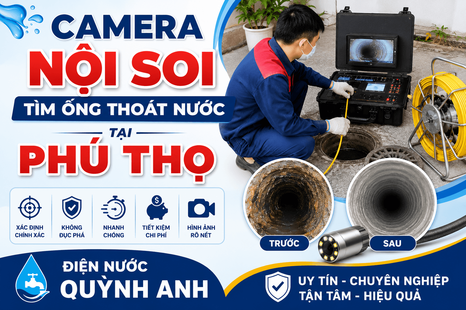 Camera Nội Soi Tìm Ống Thoát Nước Phú Thọ