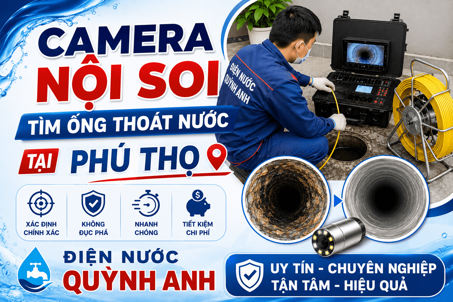 Camera Nội Soi Tìm Ống Thoát Nước Tại Phú Thọ