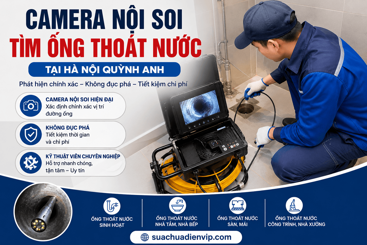 Camera Nội Soi Tìm Ống Thoát Nước Uy Tín
