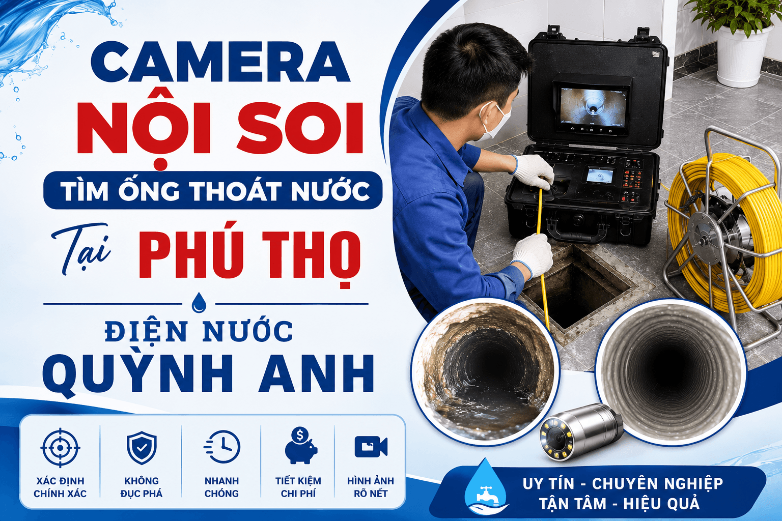 Camera Nội Soi Tìm Ống Thoát Nước ở Tại Phú Thọ