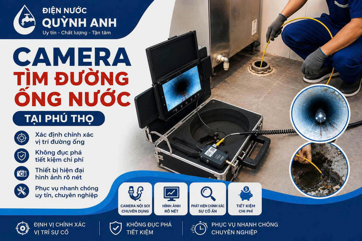 Camera Tìm Đường Ống Nước ở Phú Thọ