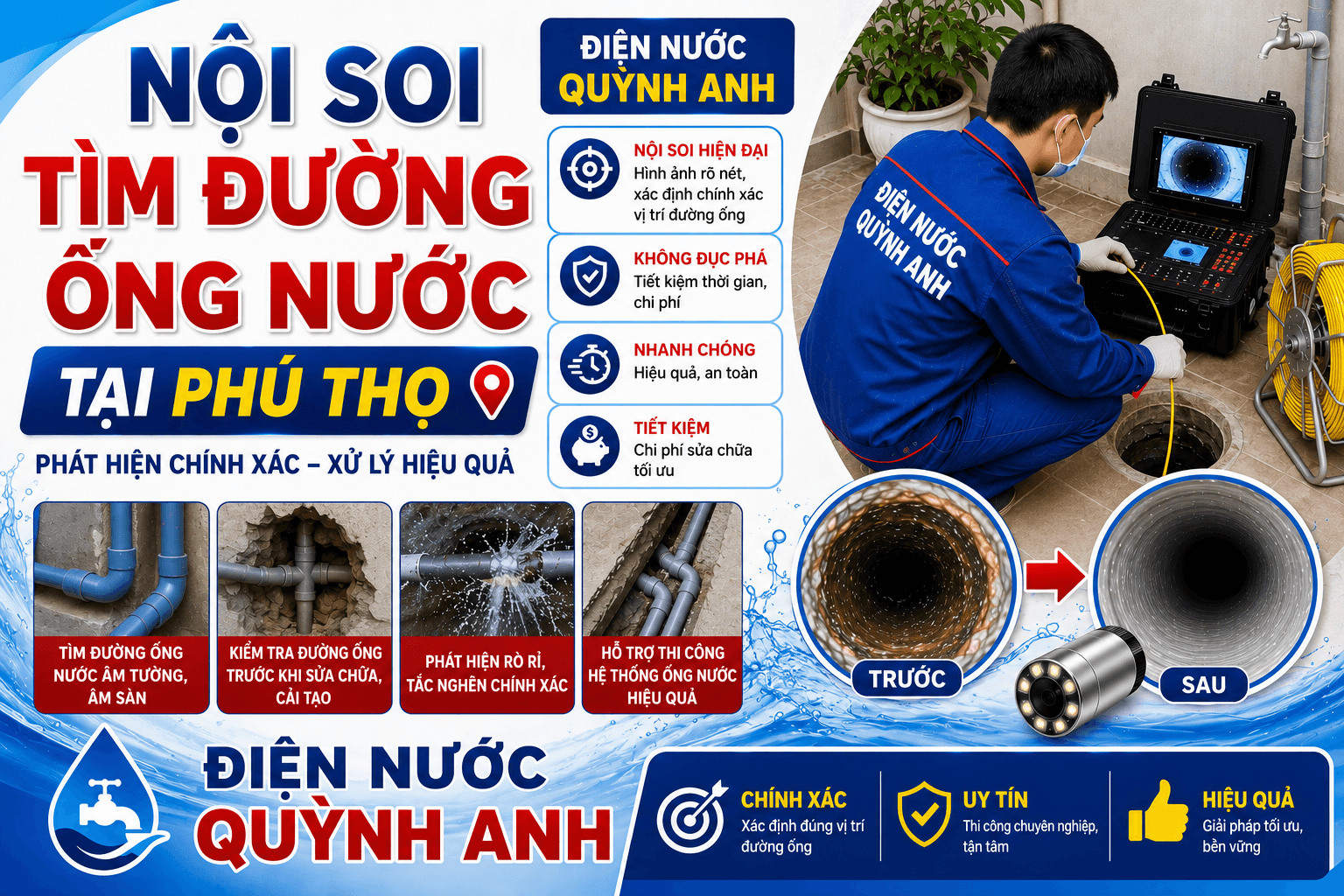 Nội Soi Tìm Đường Ống Nước ở Phú Thọ