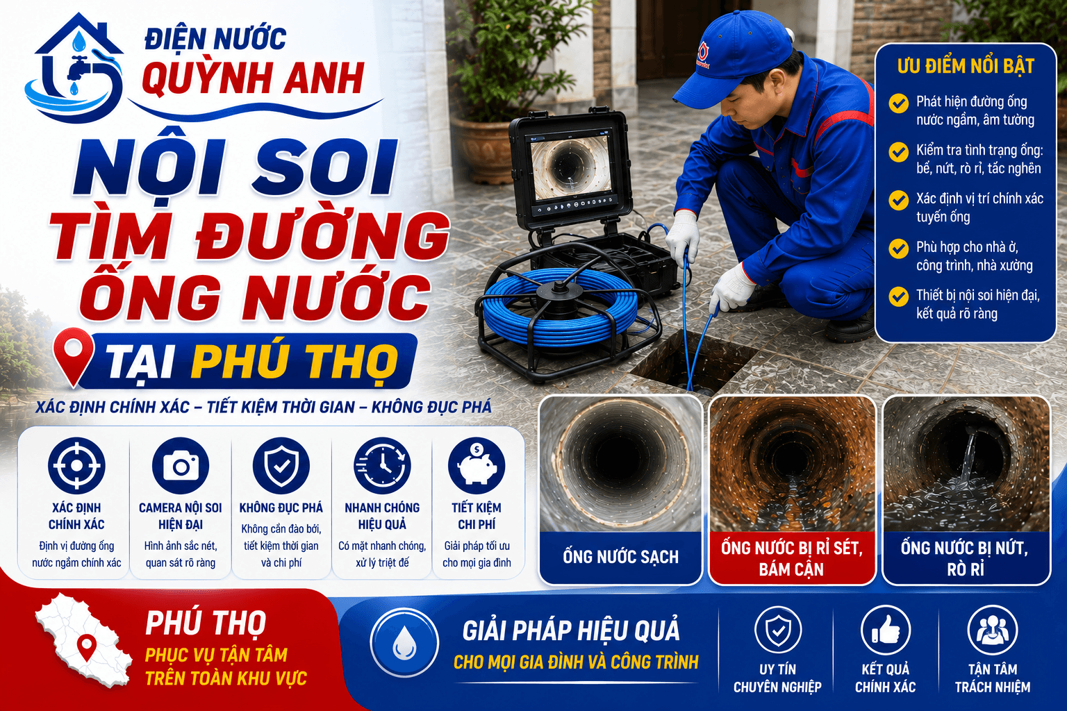 Nội Soi Tìm Đường Ống Nước ở Tại Phú Thọ