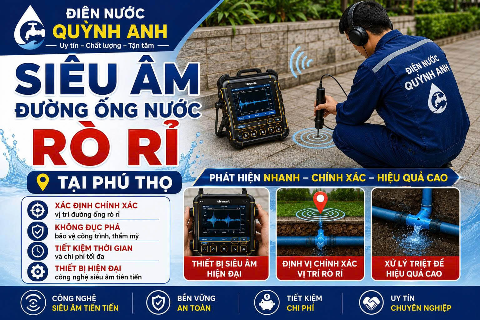 Siêu Âm Đường Ống Nước Rò Rỉ Phú Thọ