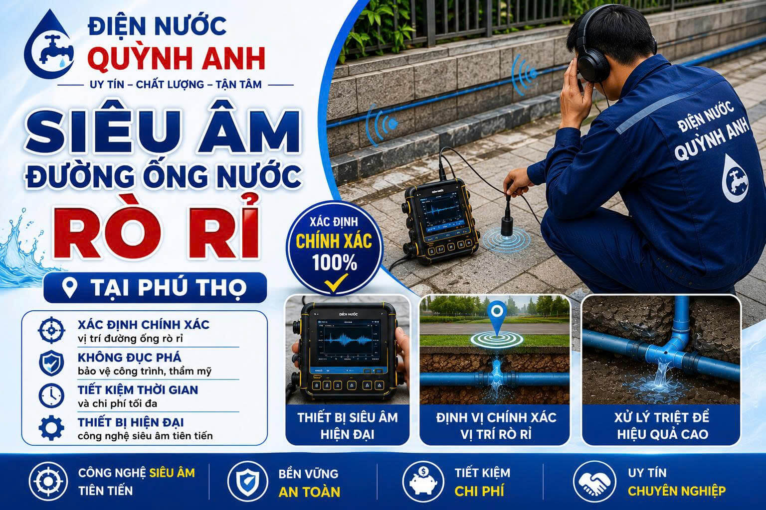 Siêu Âm Đường Ống Nước Rò Rỉ Tại Phú Thọ