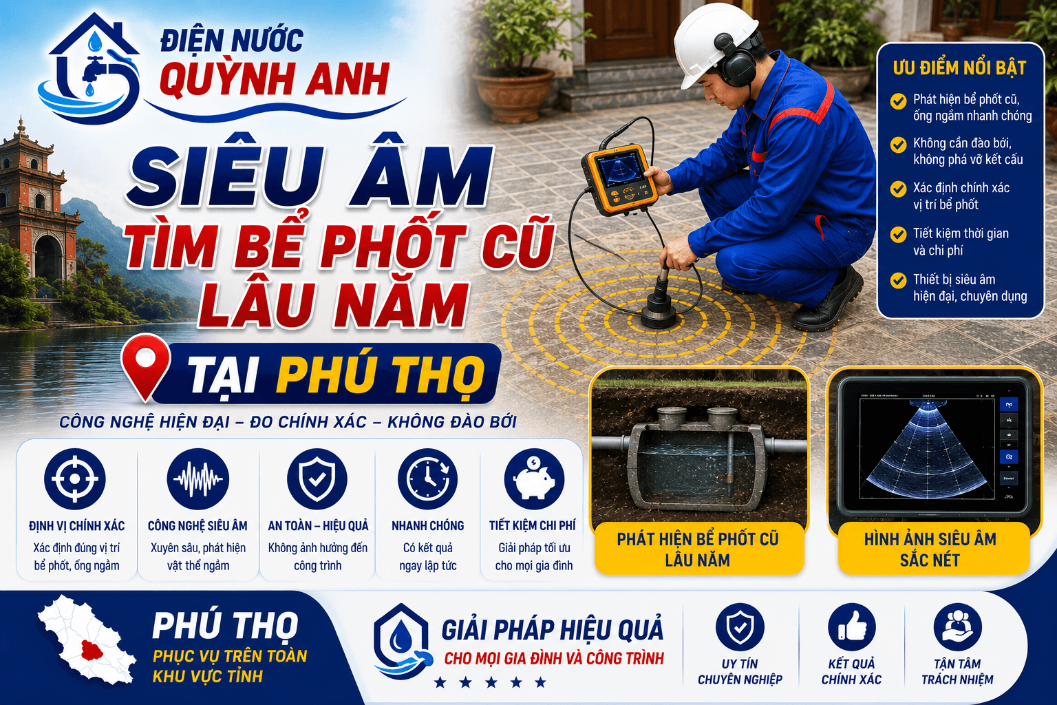 Siêu Âm Tìm Bể Phốt Cũ Lâu Năm Phú Thọ