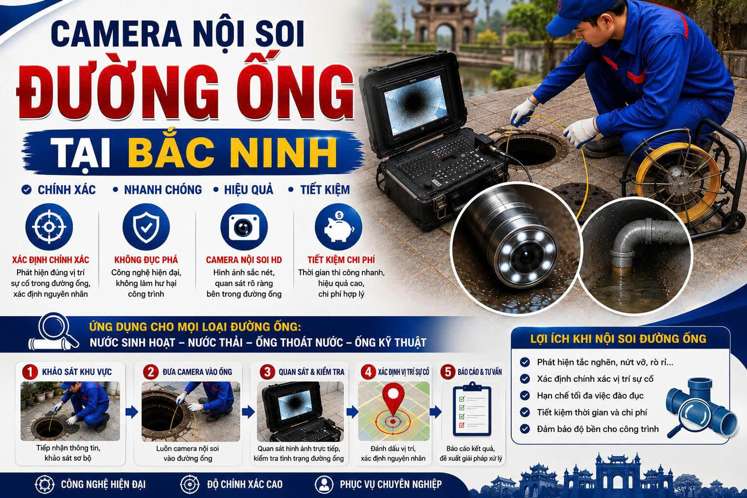 Camera Nội Soi Đường Ống ở Tại Bắc Ninh
