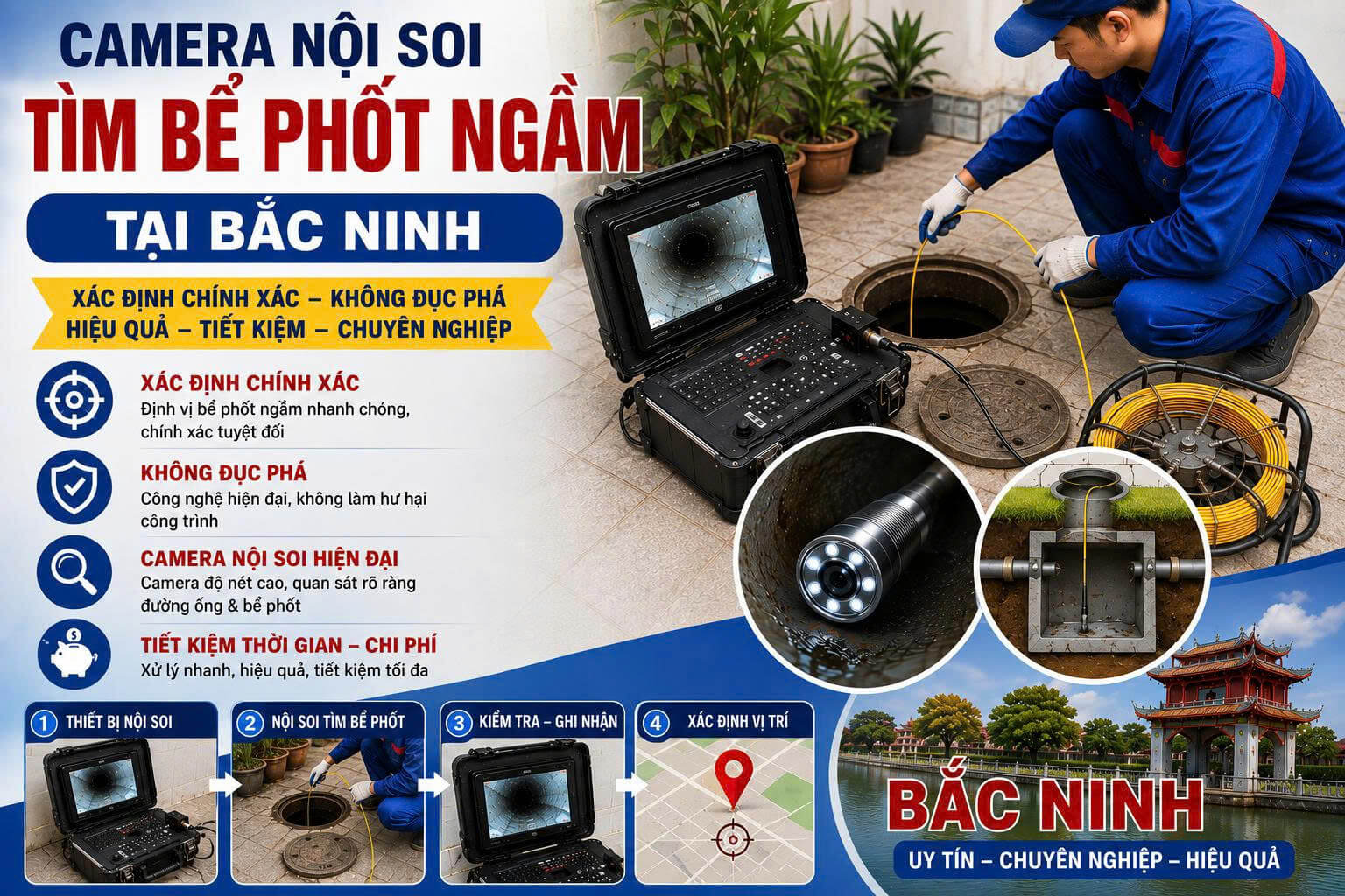 Camera Nội Soi Tìm Bể Phốt Ngầm Bắc Ninh