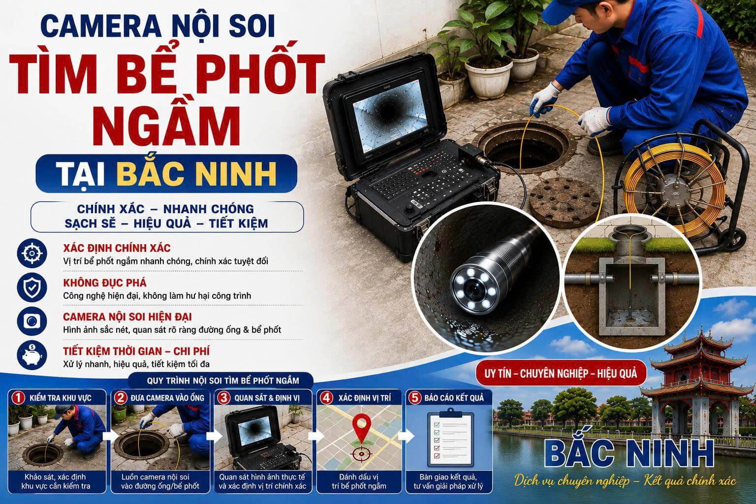Camera Nội Soi Tìm Bể Phốt Ngầm ở Bắc Ninh