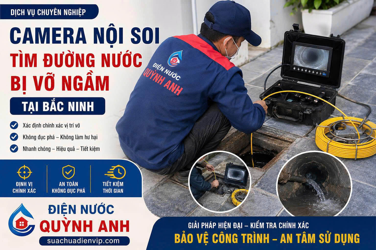 Camera Nội Soi Tìm Đường Nước Bị Vỡ Ngầm Tại Bắc Ninh