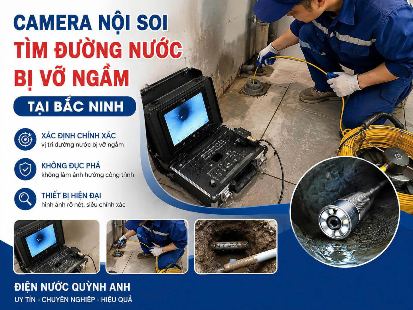 Camera Nội Soi Tìm Đường Nước Bị Vỡ Ngầm