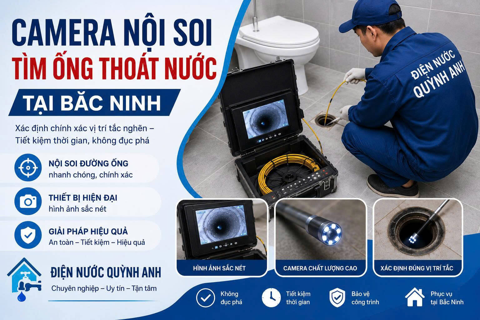 Camera Nội Soi Tìm Ống Thoát Nước Tại Bắc Ninh