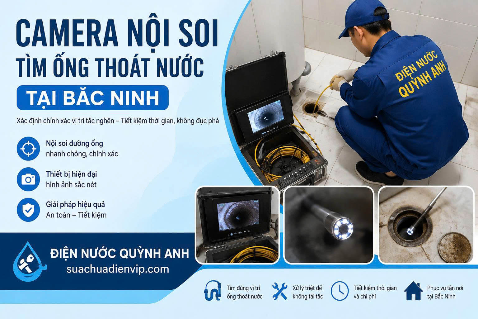 Camera Nội Soi Tìm Ống Thoát Nước ở Bắc Ninh