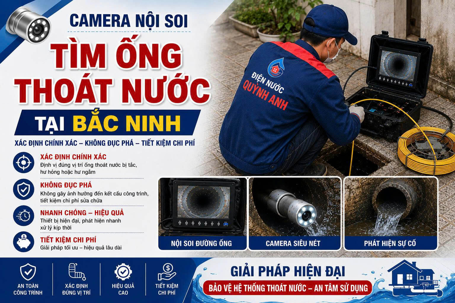 Camera Nội Soi Tìm Ống Thoát Nước ở Tại Bắc Ninh