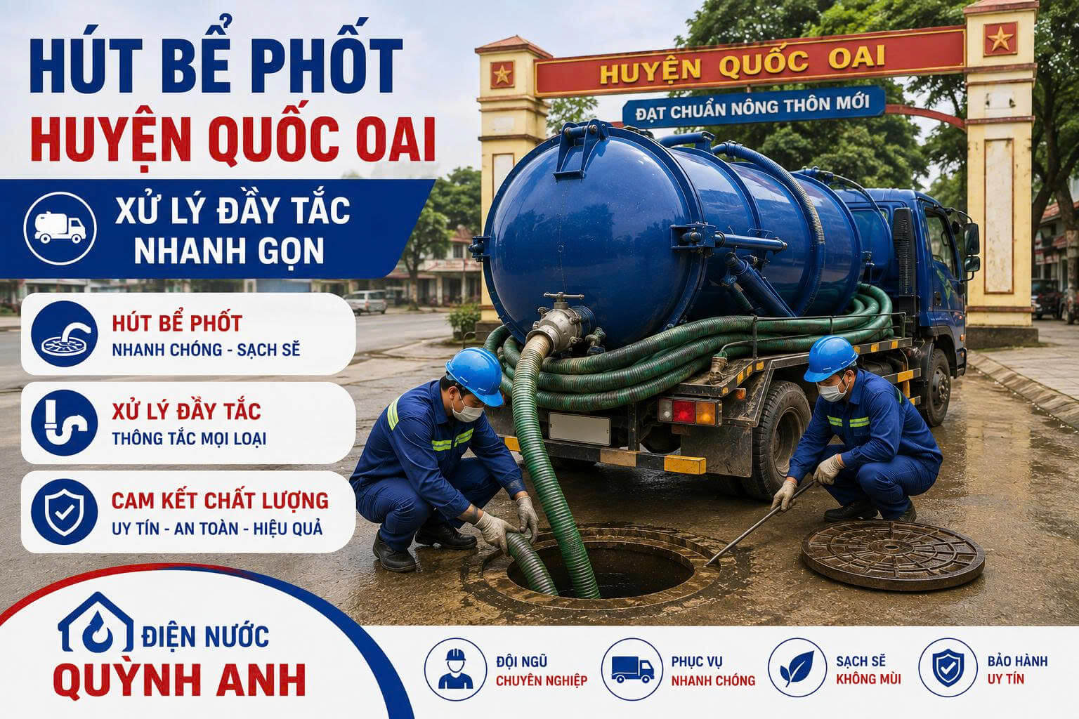 Hút Bể Phốt Huyện Quốc Oai Xử Lý Đầy Tắc Nhanh Gọn