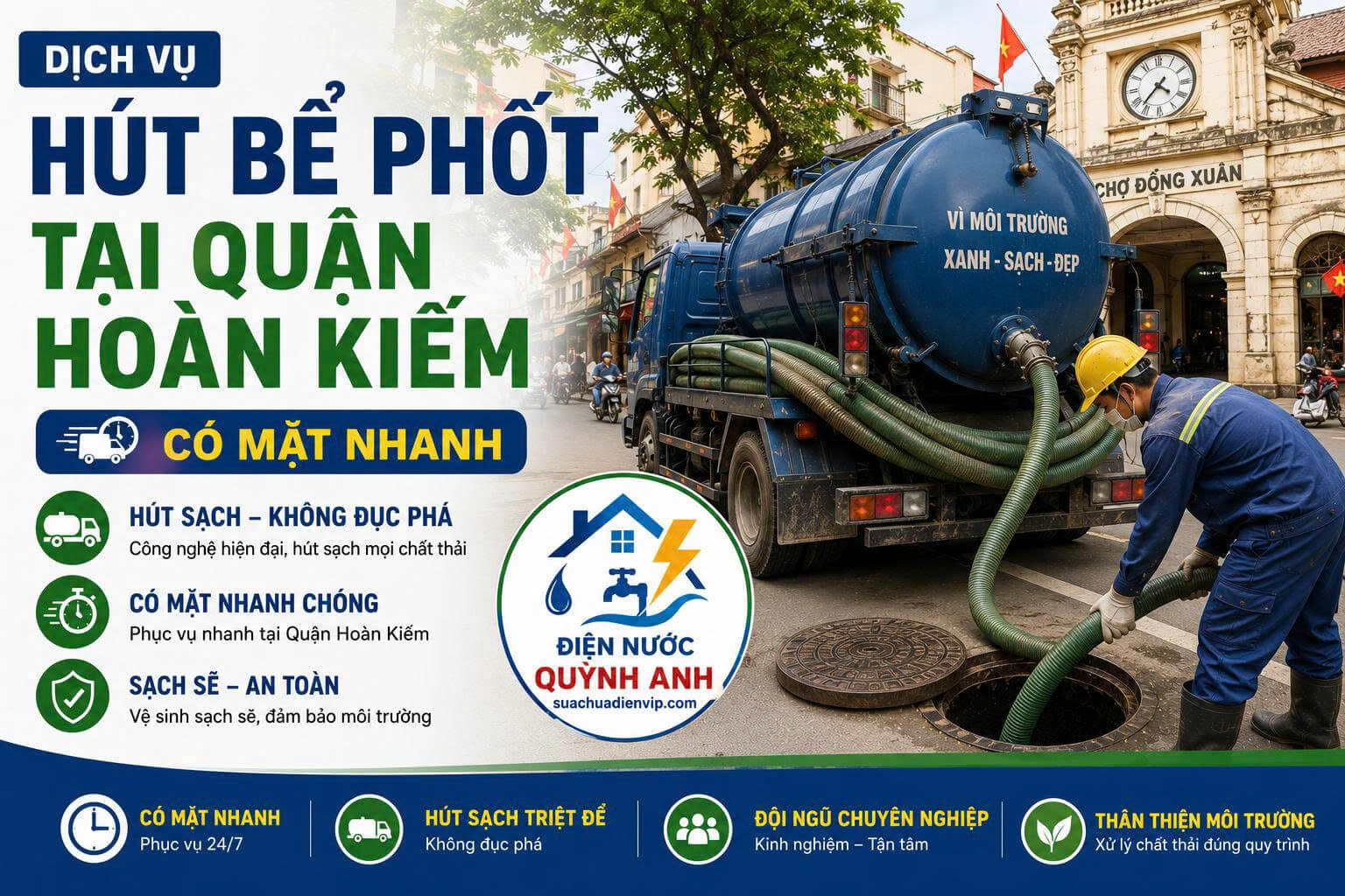Hút Bể Phốt Tại Quận Hoàn Kiếm Có Mặt Nhanh