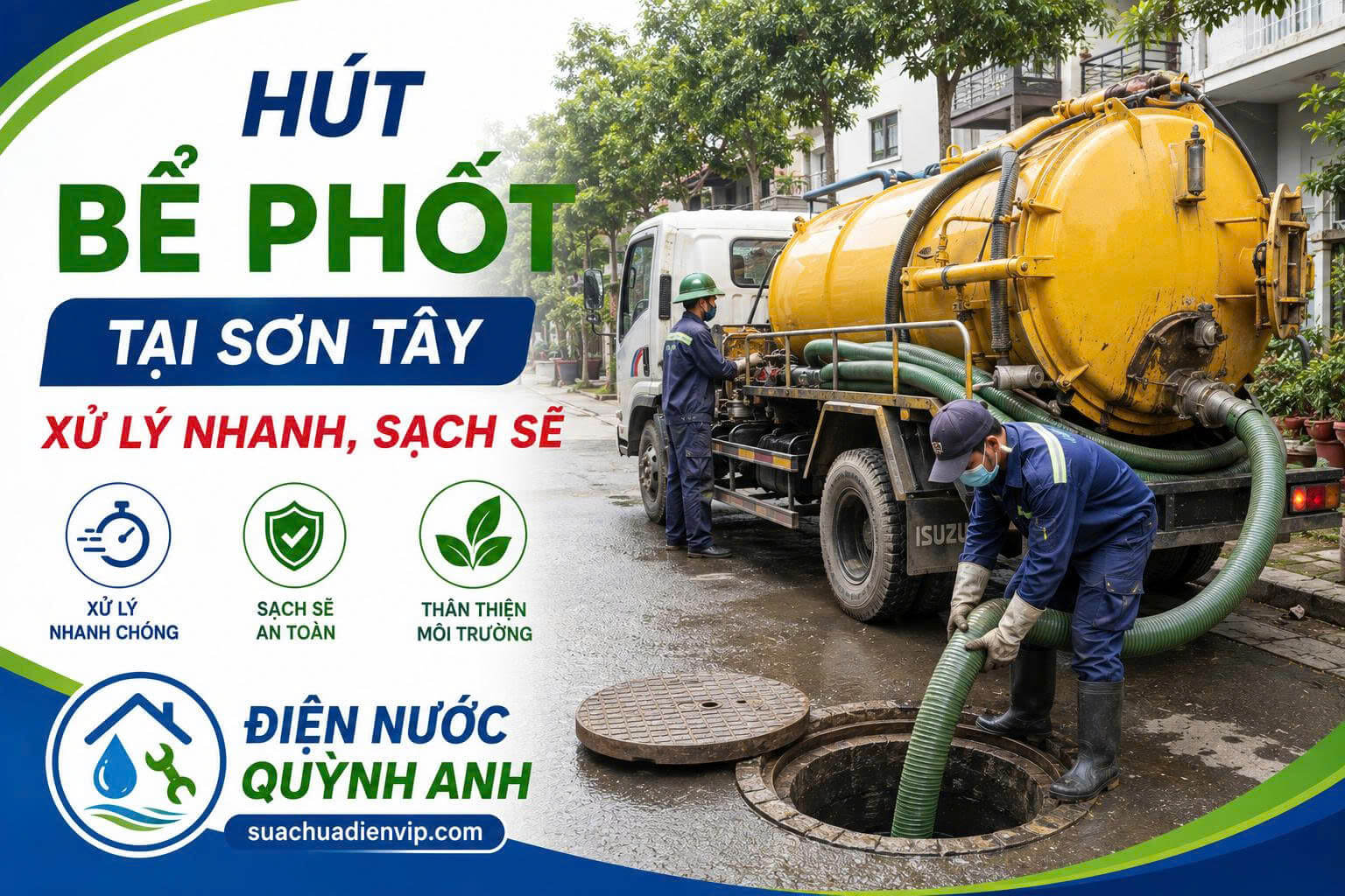 Hút Bể Phốt Tại Sơn Tây Xử Lý Nhanh, Sạch Sẽ