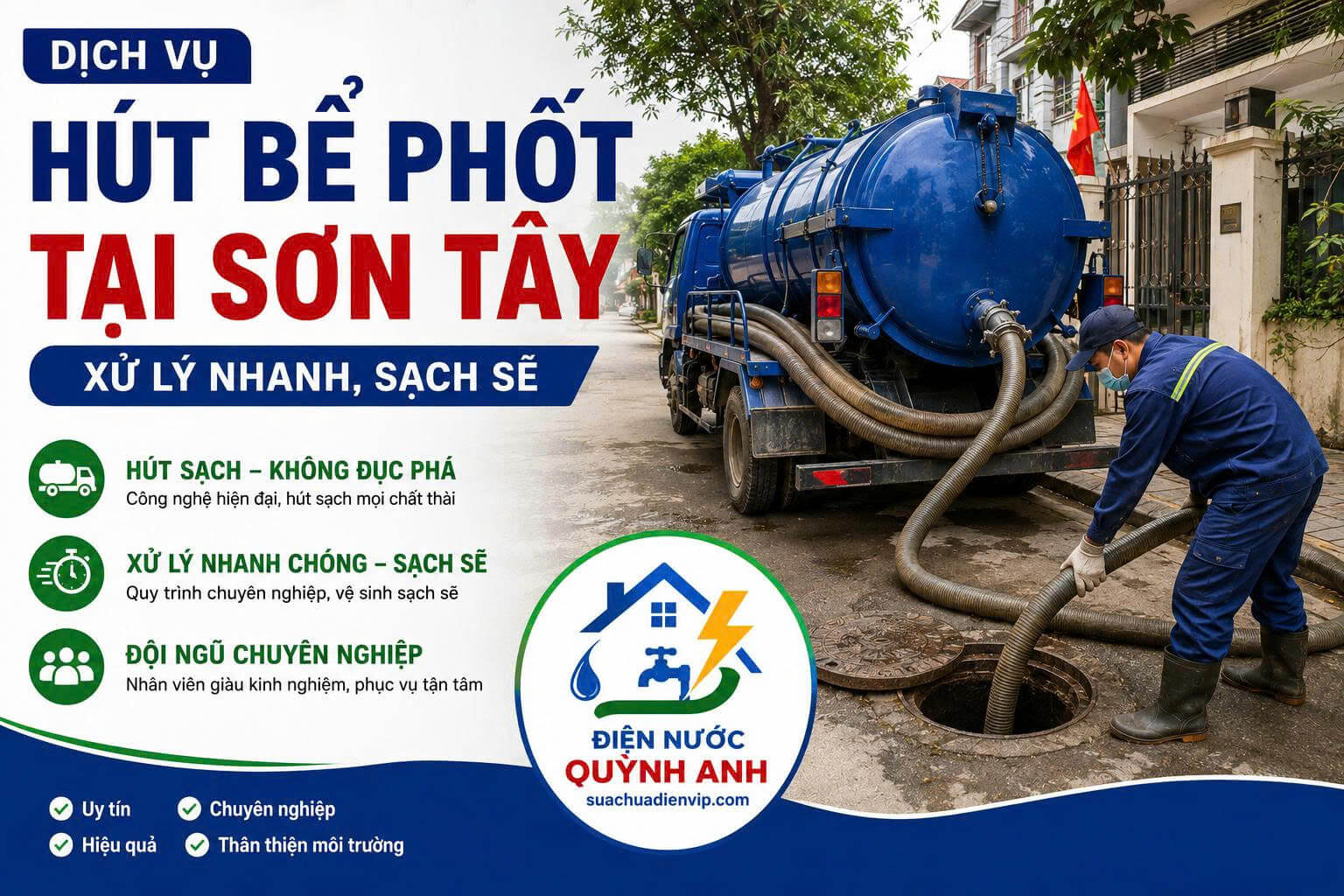Hút Bể Phốt Tại Sơn Tây Xử Lý Nhanh