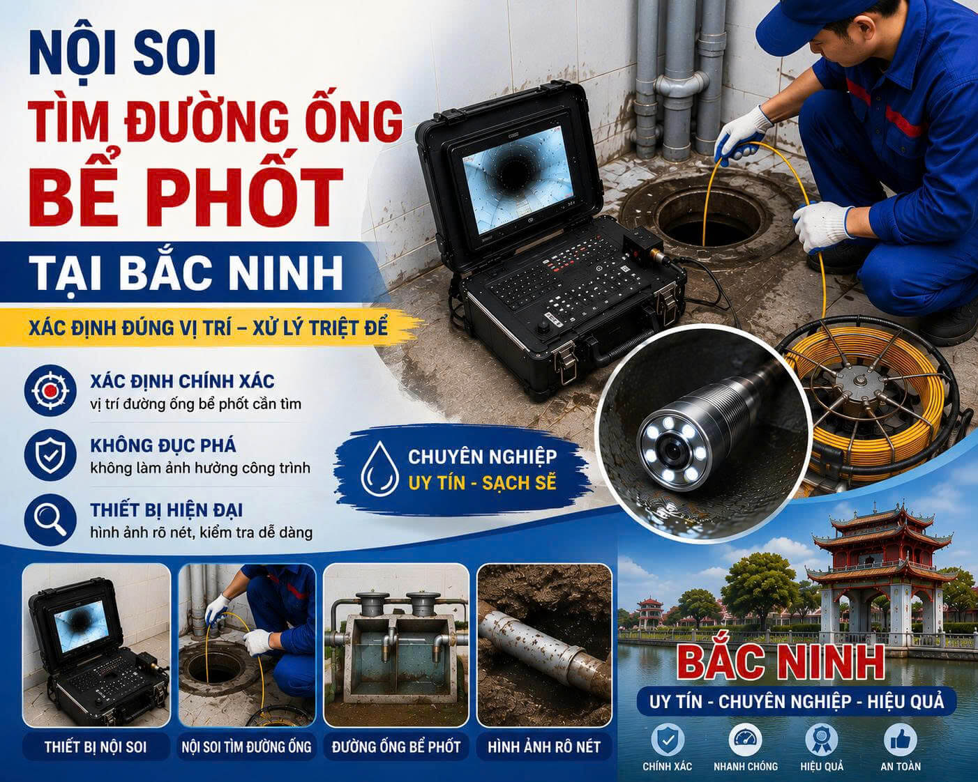 Nội Soi Tìm Đường Ống Bể Phốt Tại Bắc Ninh