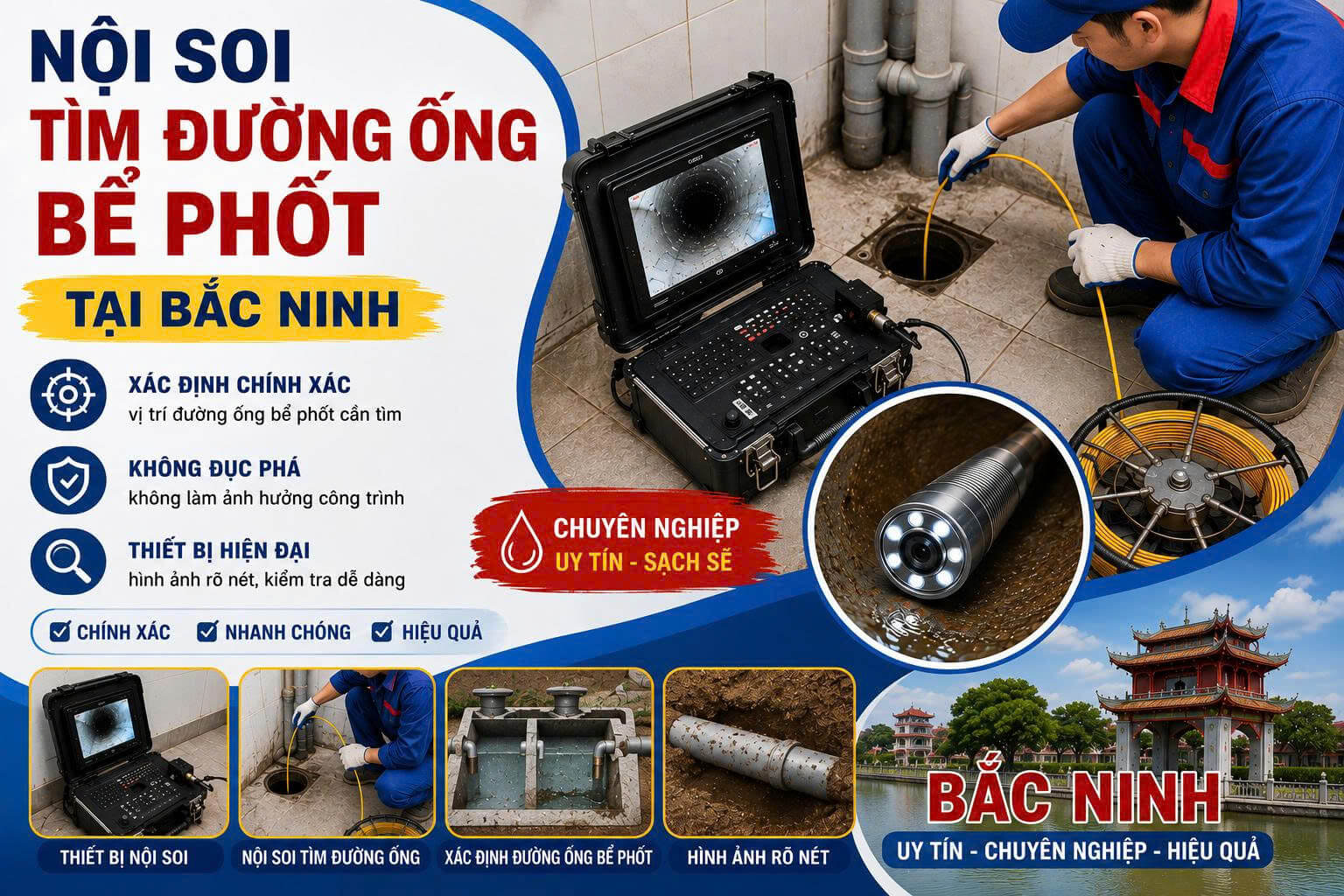 Nội Soi Tìm Đường Ống Bể Phốt ở Bắc Ninh