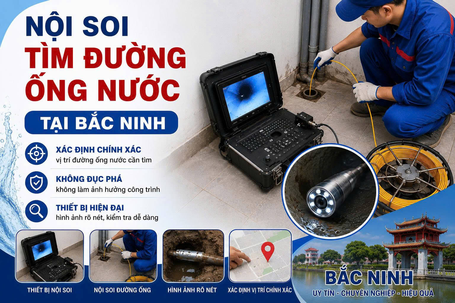 Nội Soi Tìm Đường Ống Nước ở Tại Bắc Ninh