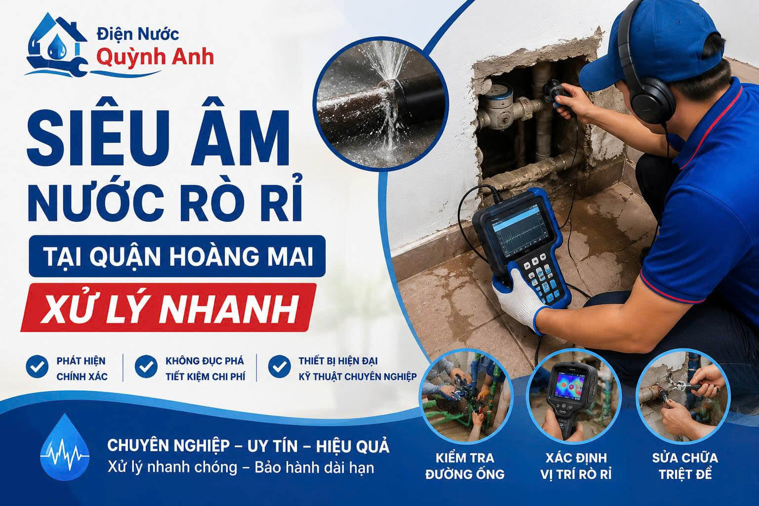 Siêu Âm Nước Rò Rỉ Tại Quận Hoàng Mai Xử Lý Nhanh