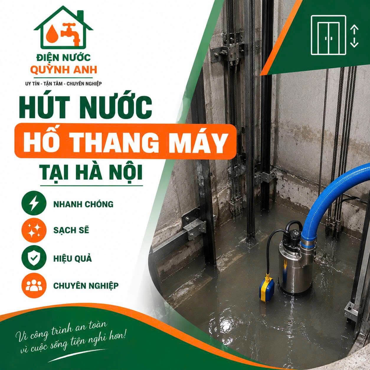 Hút Nước Hố Thang Máy